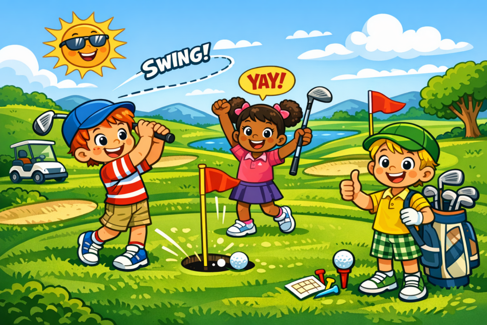 Kinder spielen golf
